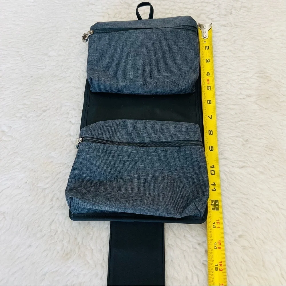 Bvlgari Parfume Black Leather Gray Canvas Bifold Cosmetic Novelty Pouch Case